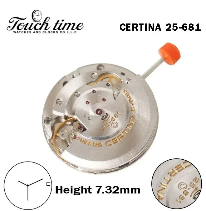 CERTINA 25.681-Swiss Automatic Movement-Sliver Date Disk At 3-H:7.32mm-3 Hands