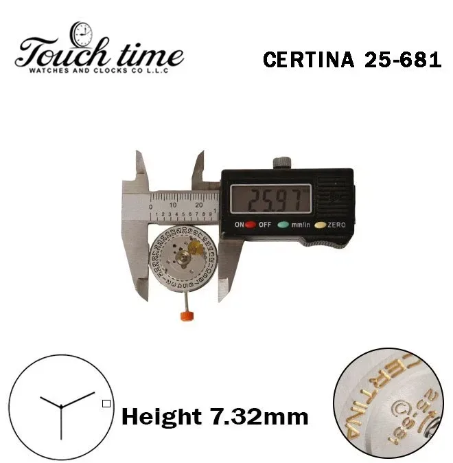 CERTINA 25.681-Swiss Automatic Movement-Sliver Date Disk At 3-H:7.32mm-3 Hands thumbnail 3