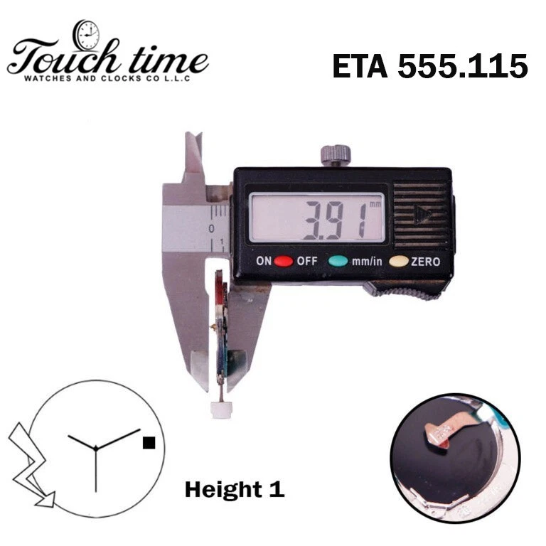 ETA 555.115 حركة كوارتز سويسرية - 3 عقارب - أبيض قرص التاريخ عند 3 - H: 3.60mm - 5 Jewels. thumbnail 3