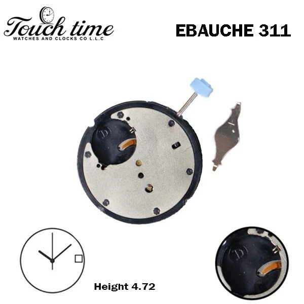 EBAUCHE SE 311/41 Swiss Watch Movement-3Hands-White Day/Date At 3-H: 4.72 mm