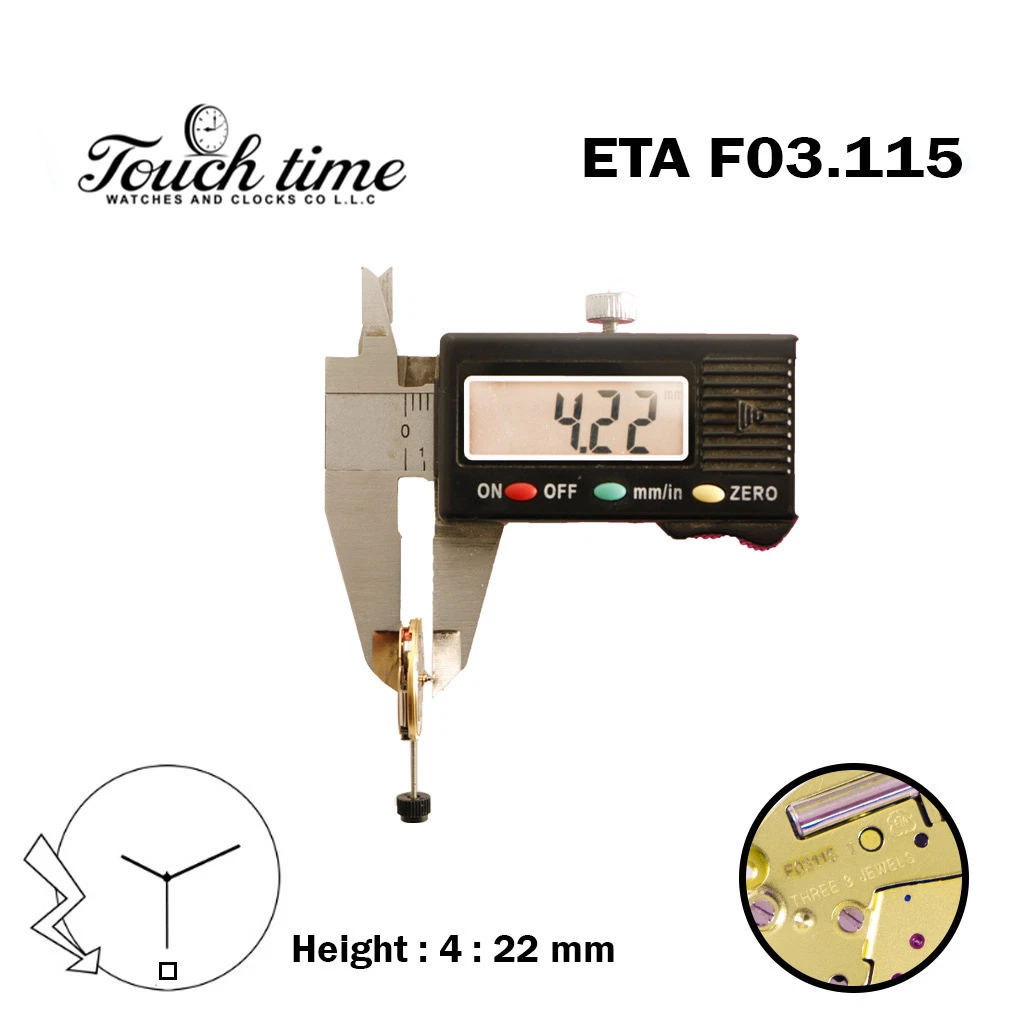 ETA F03.115 Swiss Made Quartz Movement, White Date Disk at 6, Height (4.22mm). thumbnail 3
