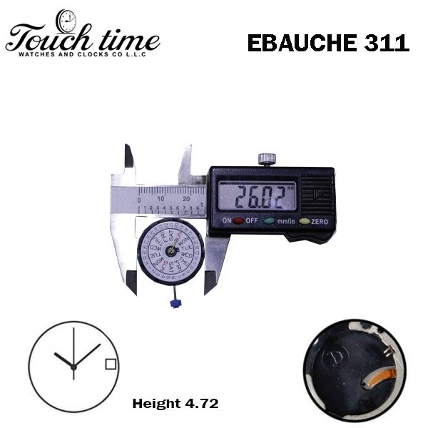 EBAUCHE SE 311/41 Swiss Watch Movement-3Hands-White Day/Date At 3-H: 4.72 mm thumbnail 4