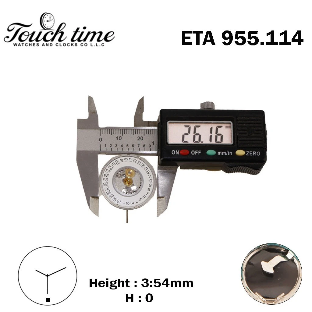 ETA 955.114 Swiss Quartz Movement - White Date Disk At 6 - 3 Hands - H: 3.54mm thumbnail 4