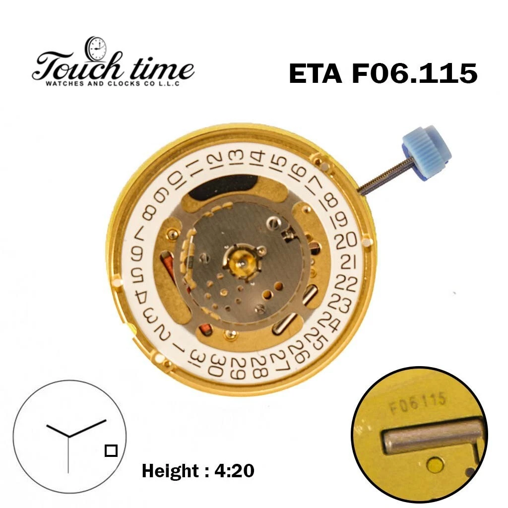 ETA F06.115 Swiss Made Quartz Movement, White Date Disk at 4, Height 4.20mm. thumbnail 2