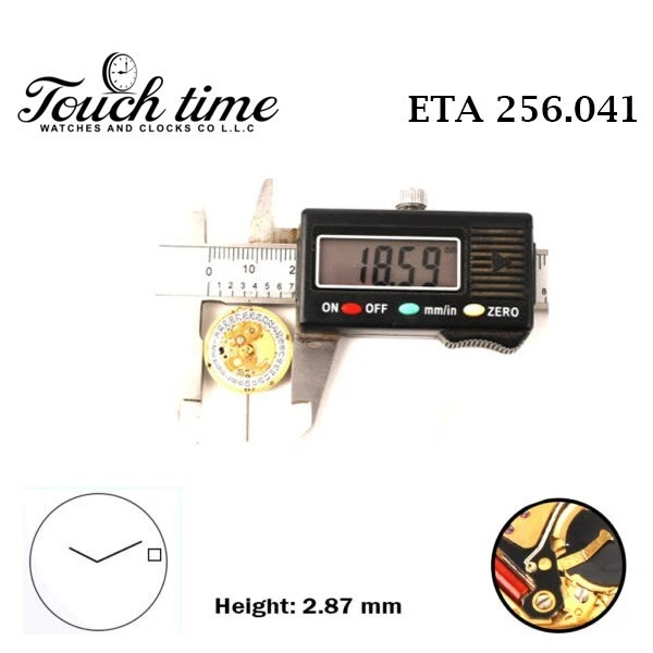 ETA 256.041 Swiss Made Watch Movement-2 Hands- White Date Disk At 3-Height 2.87. thumbnail 4