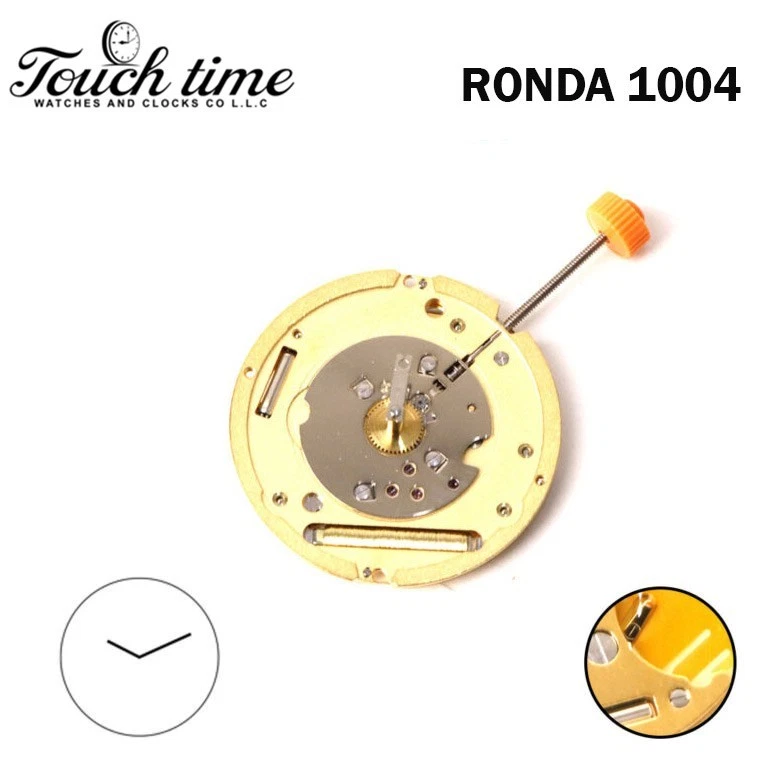 RONDA 1004 سويسري كوارتز ساعة حركة - ذهبي Plated - Without قرص - H: 5.57mm - 2 عقارب thumbnail 3