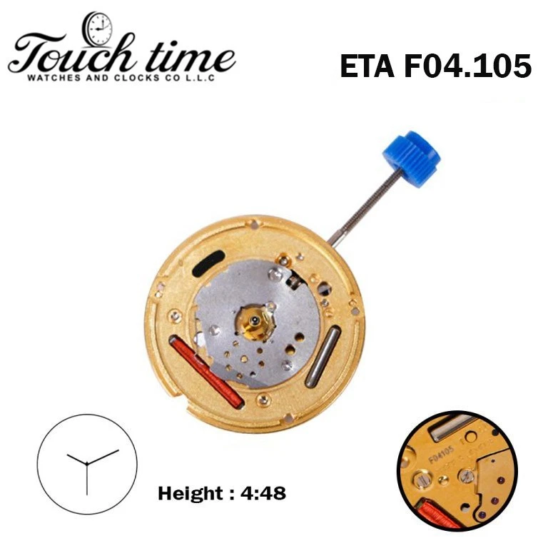 ETA F04.105 Swiss Watch Movement-3 Hands-3 Jewels- Without Disk- Height:4.48mm. thumbnail 2