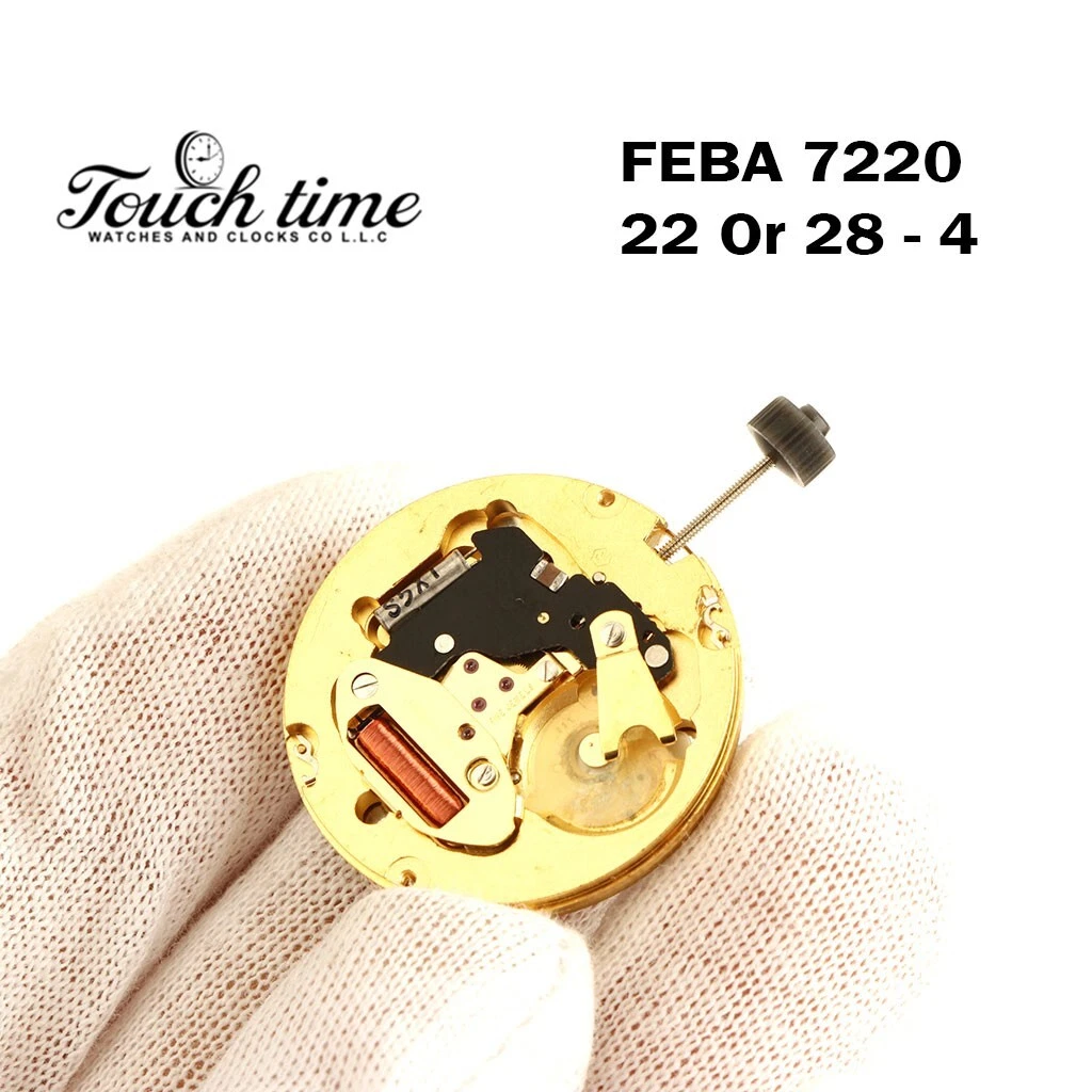 FEBA 7220 22 Or 28 – 4 Swiss Made Watch Movement, 3 Hands, White Date Disk At 3 thumbnail 6