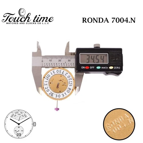RONDA 7004N Swiss Made Movement- White Date Disk At 6 Disk- Gold Color- 2 Hands. thumbnail 3