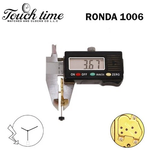 RONDA 1006 حركة سويسرية - 0 Jewels - 3 عقارب - وردي قرص عند 6 - ذهبي Plated - H: 3.67mm. thumbnail 3