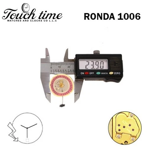 RONDA 1006 حركة سويسرية - 0 Jewels - 3 عقارب - وردي قرص عند 6 - ذهبي Plated - H: 3.67mm. thumbnail 4