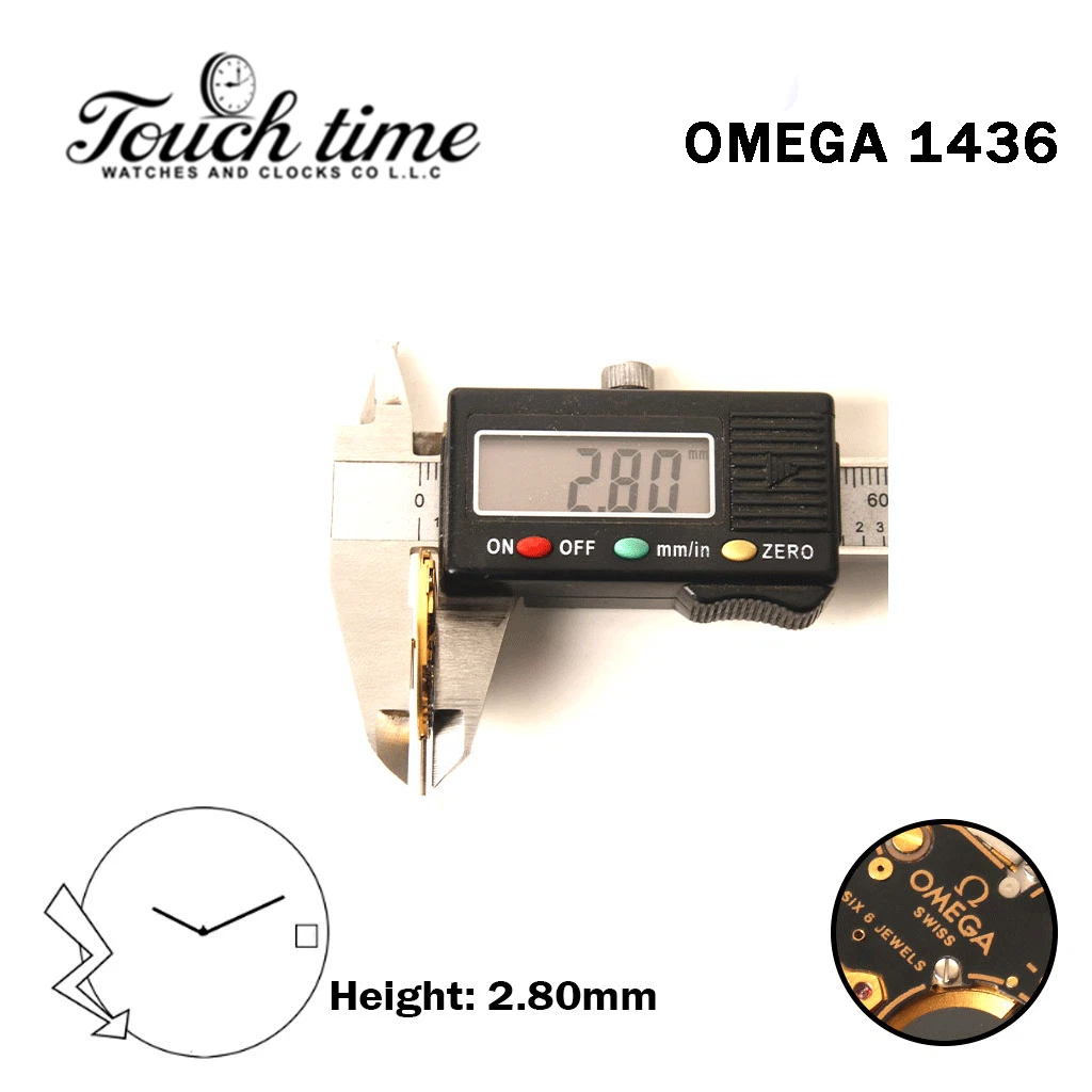 OMEGA 1436 Swiss Watch Movement-2 Hands-White Disk At 3-Height:2.80mm. thumbnail 3