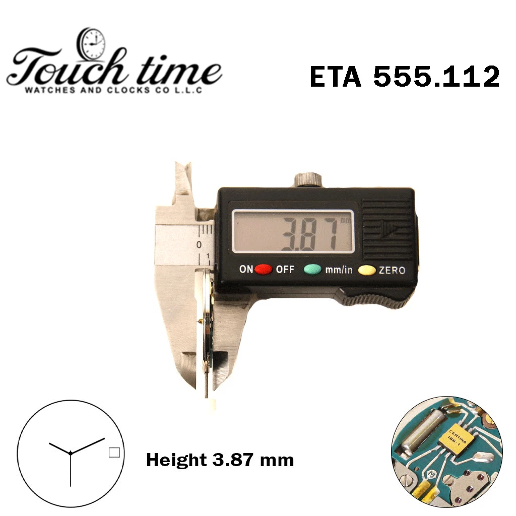 ETA 555.112 CERTINA - سويسري صناعة حركة - أبيض قرص عند 3-3 عقارب - H: 3.87mm. thumbnail 3