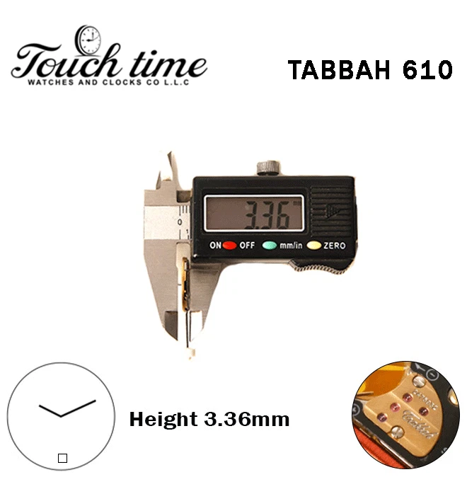 TABBAH 610 Swiss Movement-H:3.36mm-White Disk At 6-2 Hands-Without Hour Wheel thumbnail 3