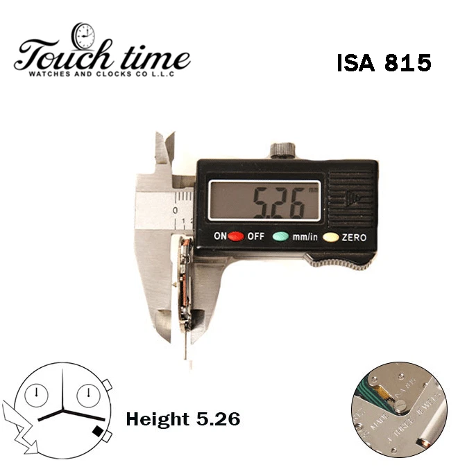 ISA 815 Swiss Quartz Movement-Chronograph-Height:5.26mm-White Disk At 4-3 Hands. thumbnail 3