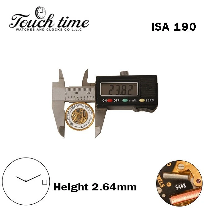 ISA 190 حركة كوارتز سويسرية - H: 2.64mm - أبيض قرص عند 3-2 عقارب - Without Stem. thumbnail 4