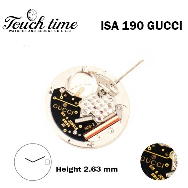 ISA 190 Swiss Made Quartz Movement- Black Date Disk At 3-2 Hands-6 jewels.