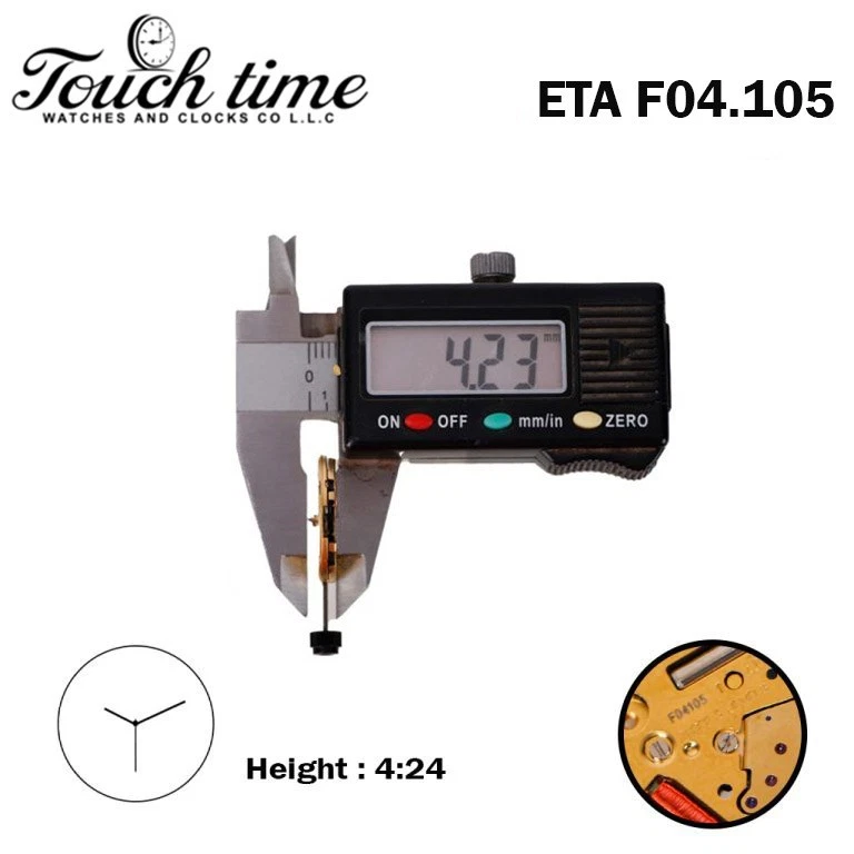 ETA F04.105 Swiss Watch Movement-3 Hands-3 Jewels- Without Disk- Height:4.24mm. thumbnail 3