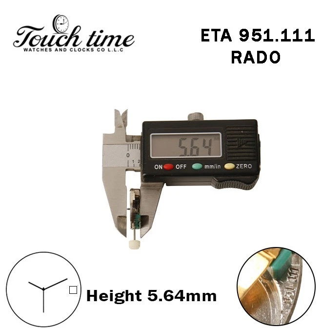 ETA 951.111 RADO - حركة كوارتز سويسرية - أبيض قرص عند 3 - الارتفاع: 5.64mm - 3 عقارب. thumbnail 3