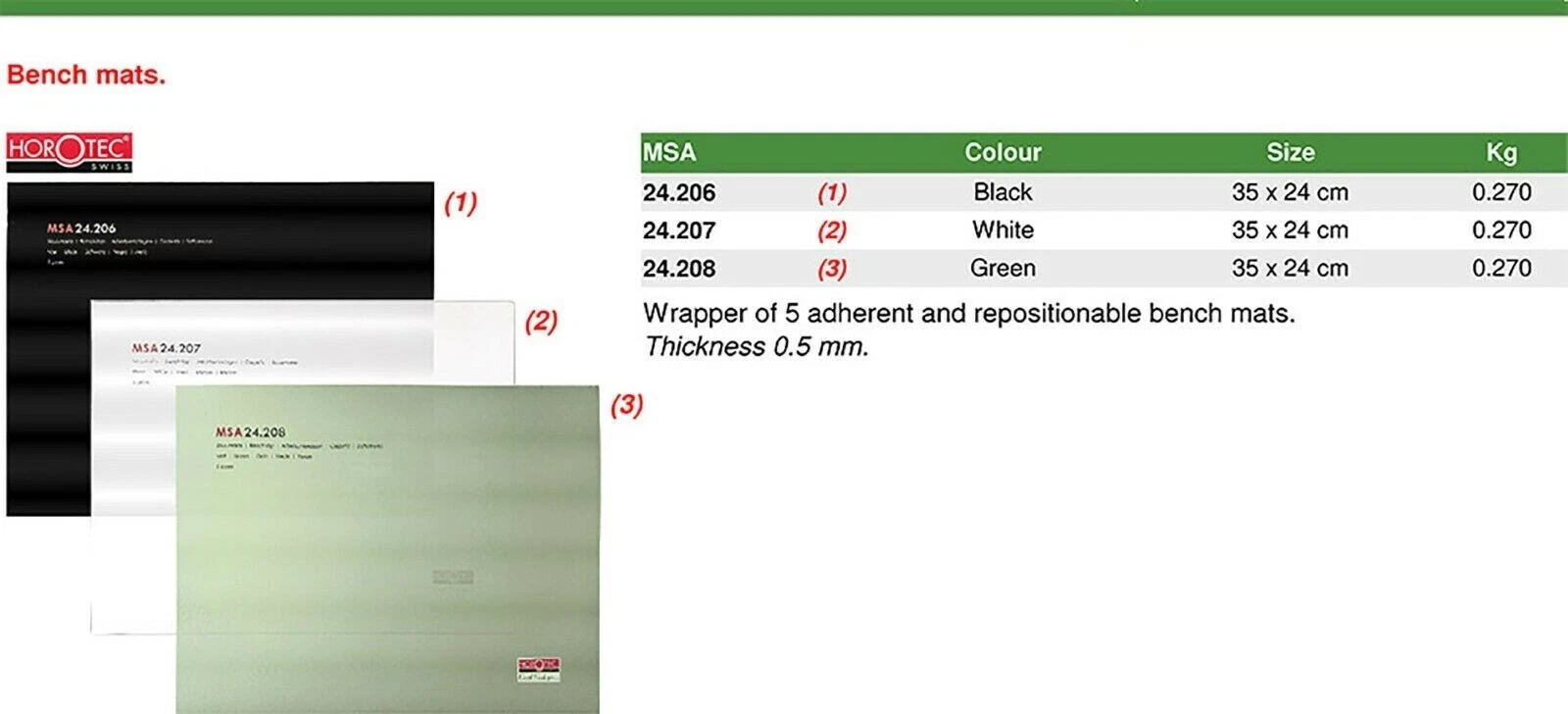 HOROTEC msa24.207 One Piece, of White Bench Mat 35*24mm, Thickness 0.5MM thumbnail 3