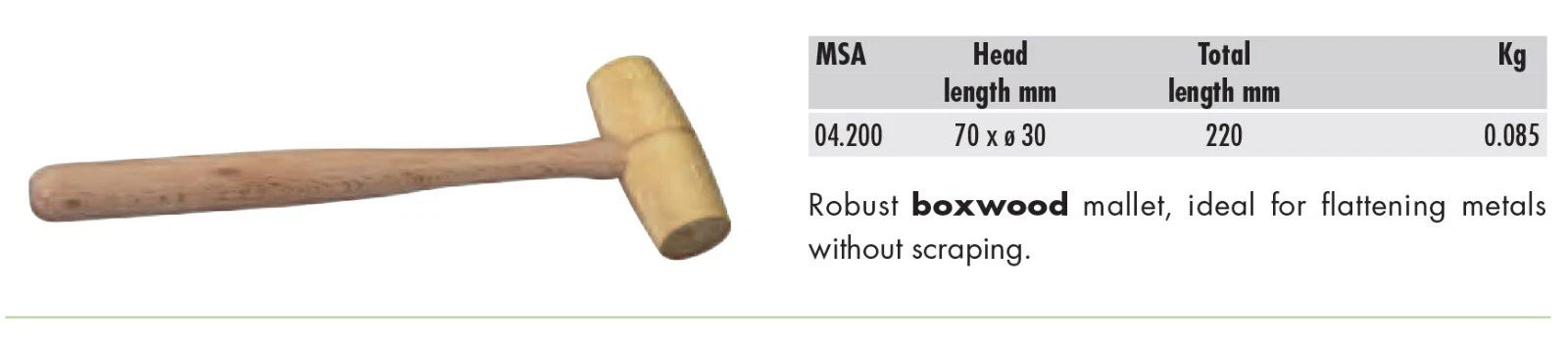 HOROTEC MSA04.200 Boxwood Mallet, Head ø 30 X L75 / Total L220 MM. thumbnail 3