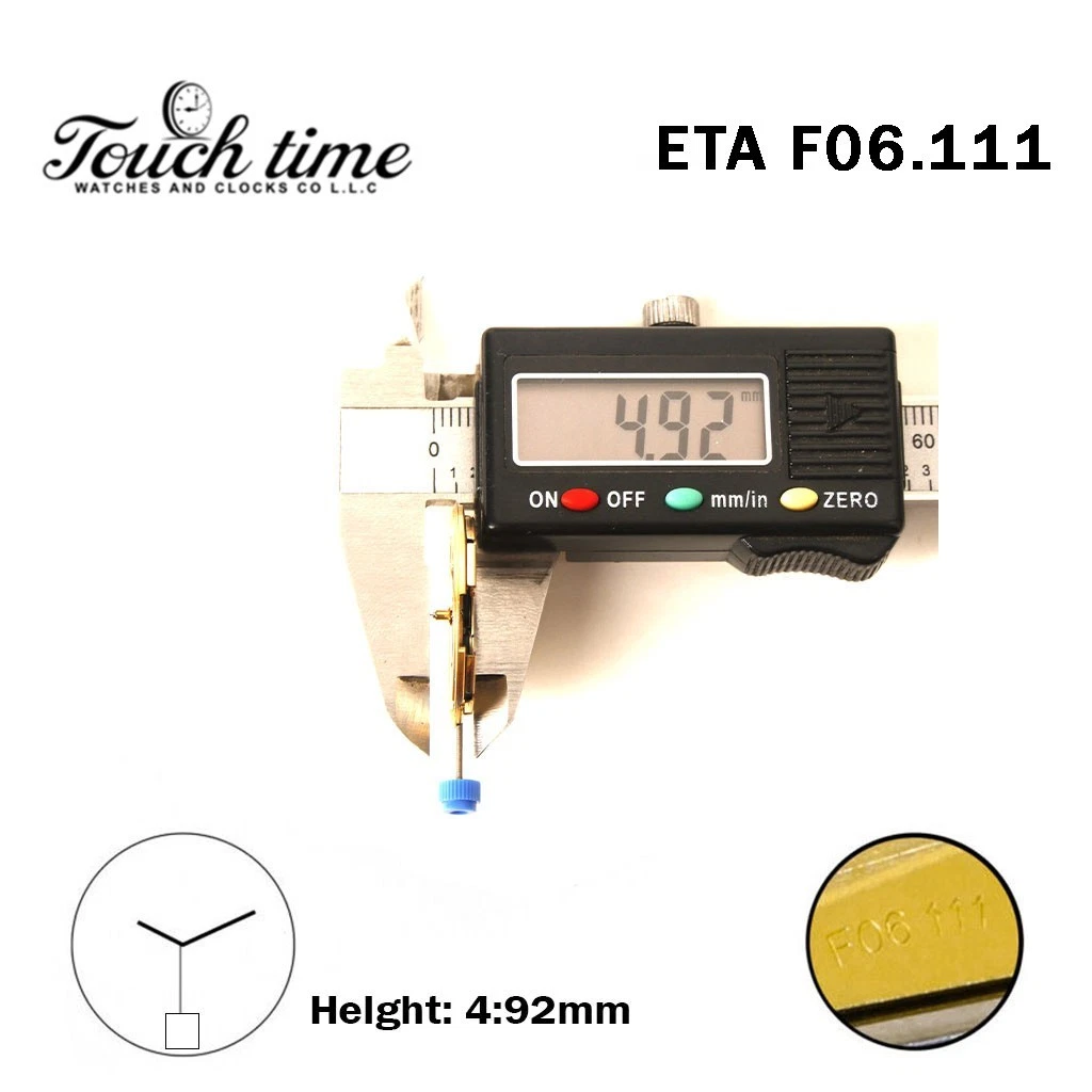 ETA F06.111-Quartz Movement-Height:4.92mm-White Date Disk At 6-3 Hands thumbnail 3