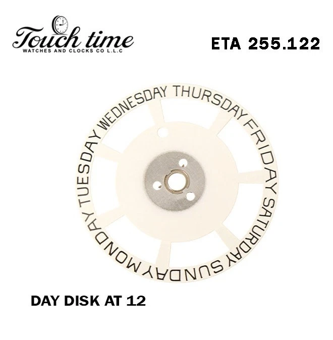 ETA 255.122- White Day Disk At 12-Black Color Days-English Language.