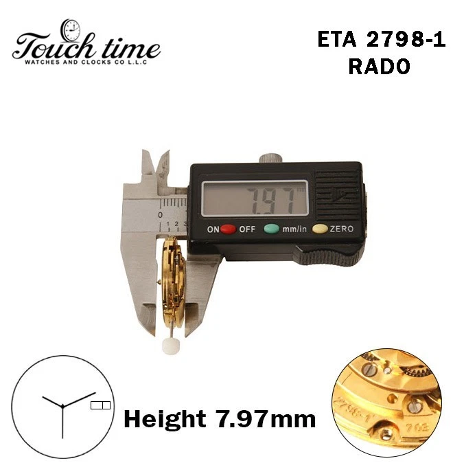 ETA 2798-1-RADO-Swiss Movement-3 Hands-White Slavic Day/Date Disk At 3-H:7.97mm. thumbnail 3