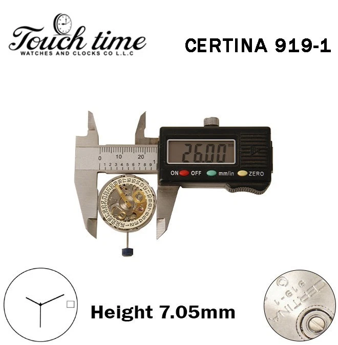 CERTINA 919-1-Swiss Quartz Movement-Beige Date Disk At 3-Height:7.05mm-3 Hands thumbnail 4