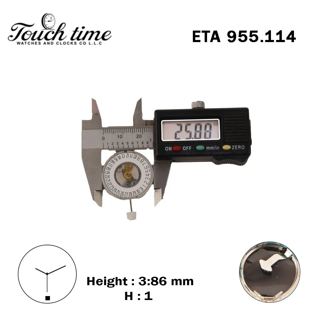 ETA 955.114 Quartz Swiss Movement -White Date Disk At 6-3 Hands-Height:1(3.86mm) thumbnail 4