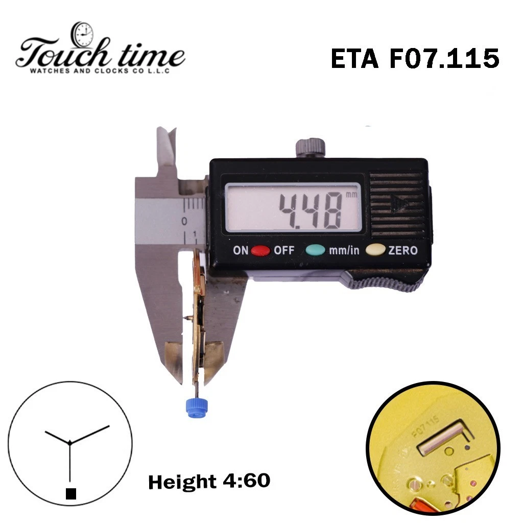 ETA F07.115-Quartz Movement-Height:4.48mm-Black Date Disk At 3-3 Hands thumbnail 4