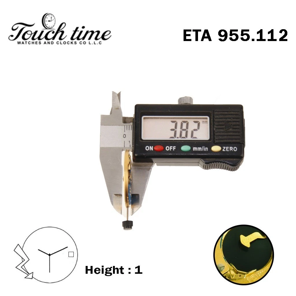 ETA 955.112-Swiss Quartz Movement-H:1(3.82mm)-White Disk At 3 -3 Hands. thumbnail 3