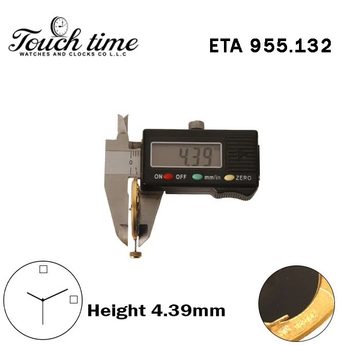 ETA 955.132-Swiss Movement-H:4.39mm-White Day At 12 /Date Disk At 3-3 Hands thumbnail 2