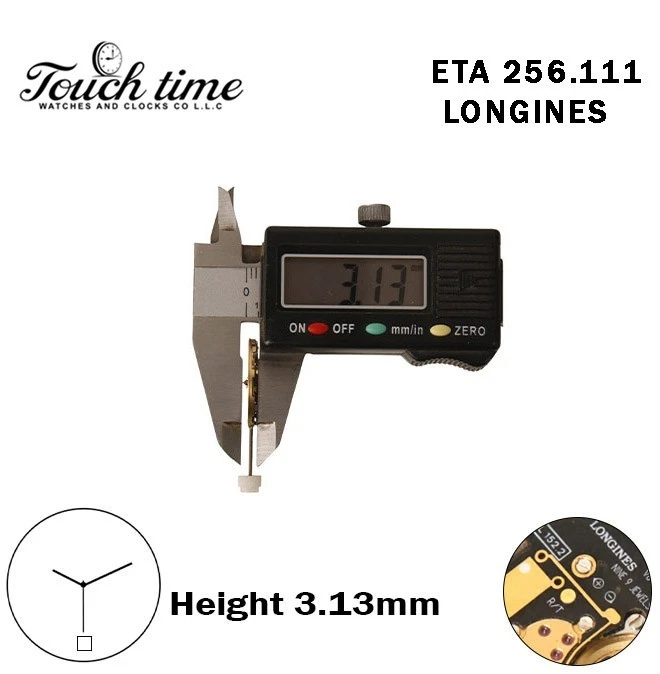 ETA 256.111-LONGINES-Quartz Movement-Black Disk At 6-Gold Number-H:3.13mm-3 Hands. thumbnail 3