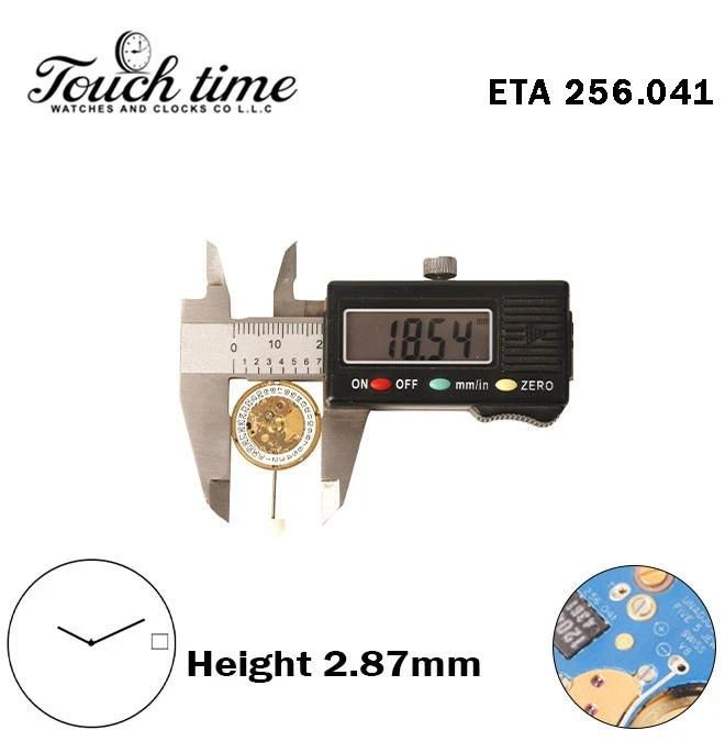 ETA 256.041-Quartz Movement-Blue Circuit-White Disk At 3-Height:2.87mm-2 Hands. thumbnail 3
