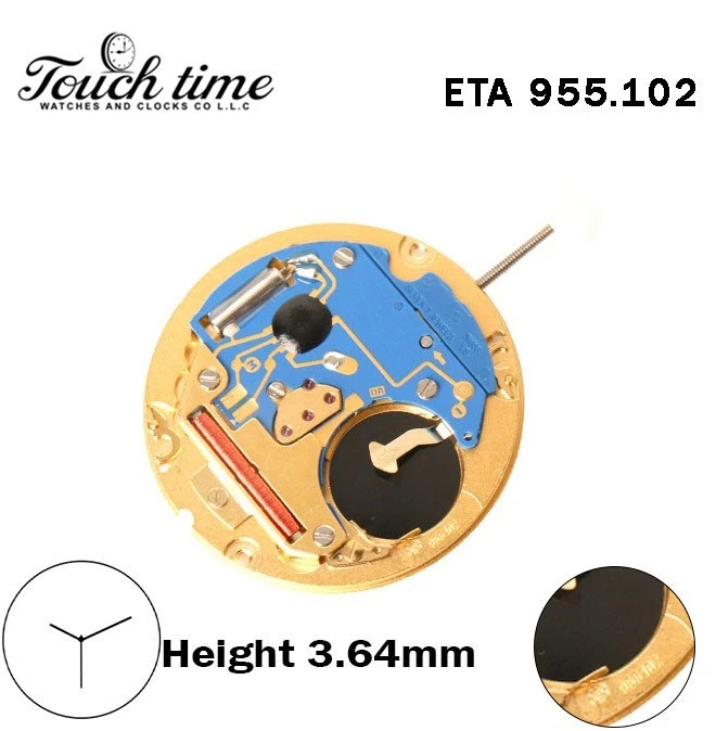 ETA 955.102 -Swiss Made Quartz Movement-Height:3.64mm-Without Disk-3 Hands.