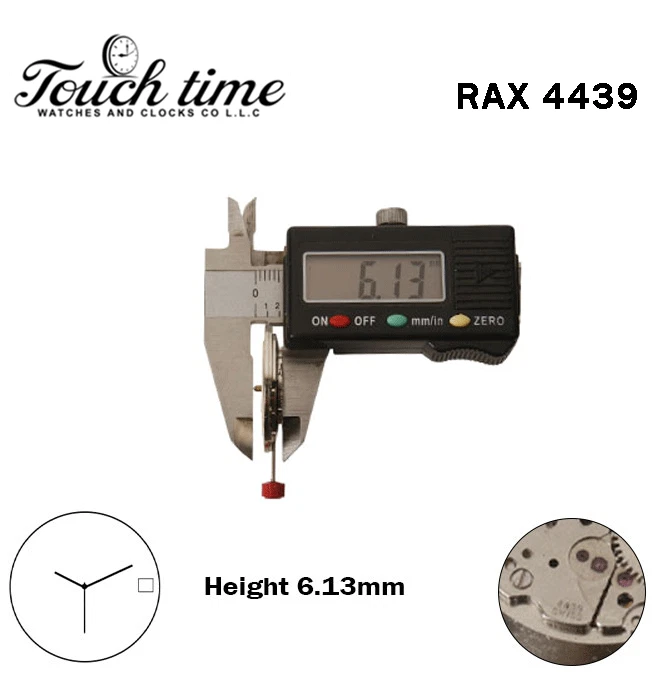 RAX 4439-Swiss Manual Movement-H:6.13mm-3 Hands-White Disk At 3-Red Number. thumbnail 3