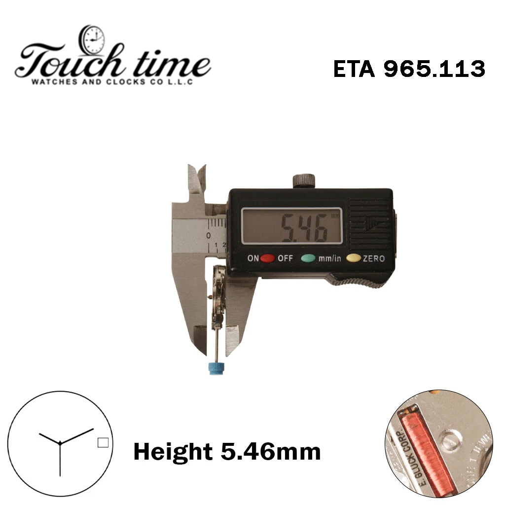ETA 965.113-E.GLUCK CORP-Quartz Movement-White Date Disk At 3-H:5.46mm-3 Hands. thumbnail 3