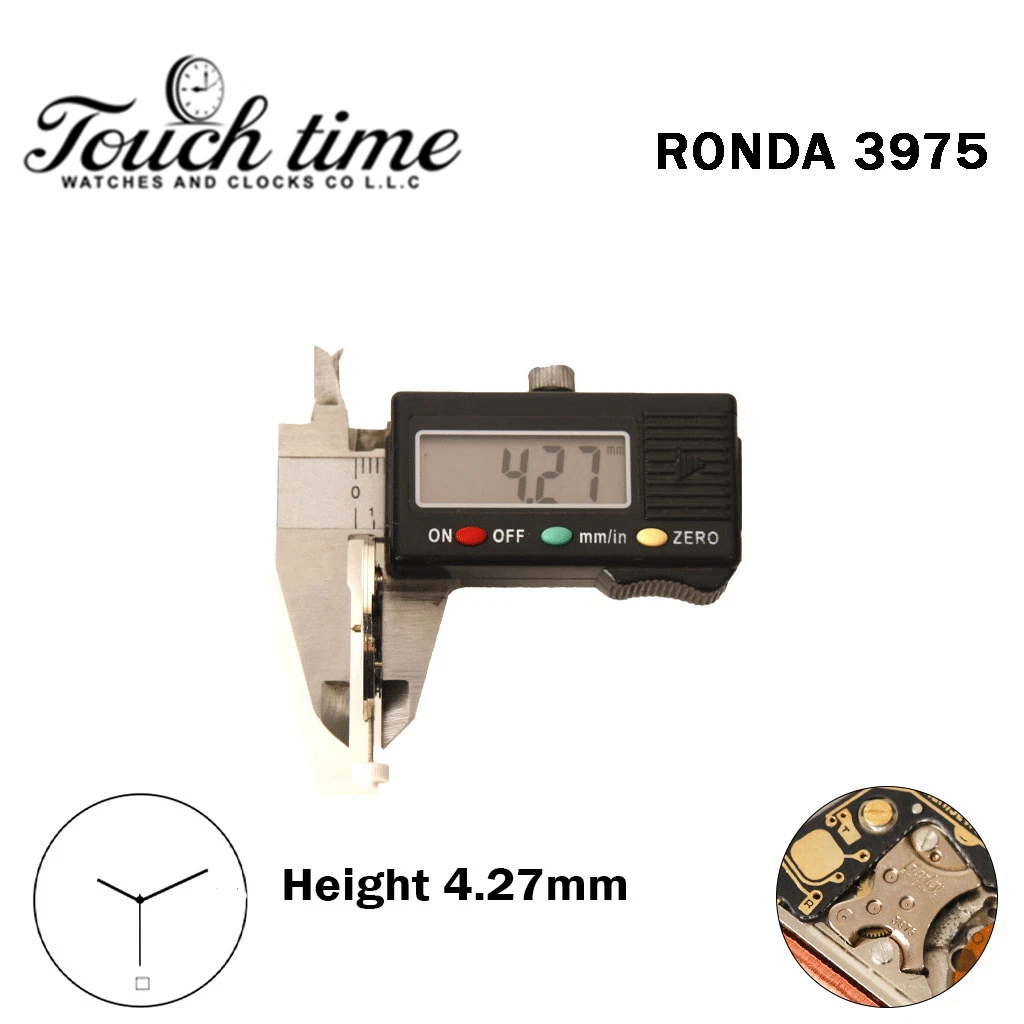 RONDA 3975 -Harley-Swiss Watch Movement-3 Hands-White Disk At 6-Height:4.27mm. thumbnail 3