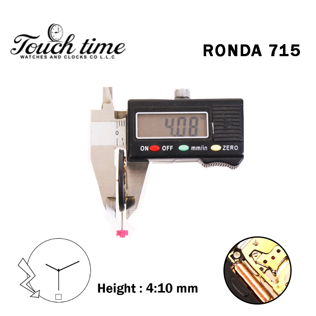 RONDA 715 Swiss Watch Movement-3 Hands-White Disk At 6-Height:4.10mm. thumbnail 3