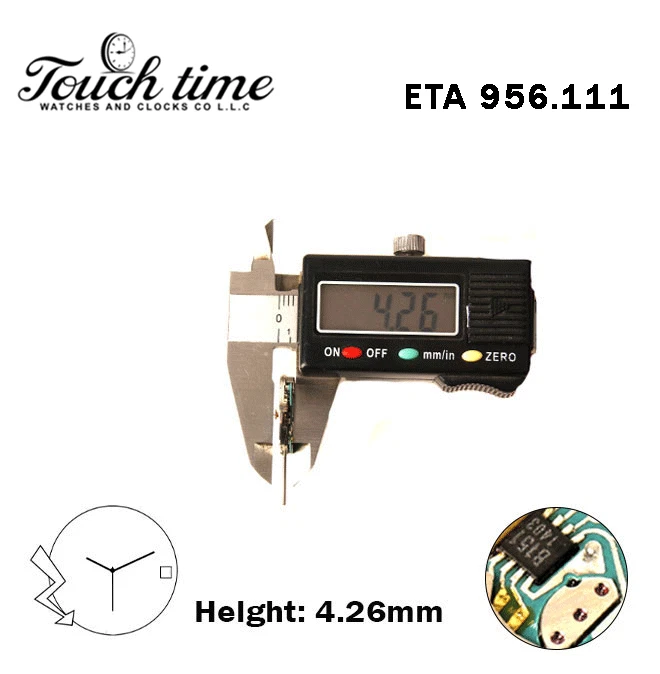 ETA 956.111-Certina -Swiss Quartz Movement-H:4.26mm-White Disk At 3 -3 Hands. thumbnail 3