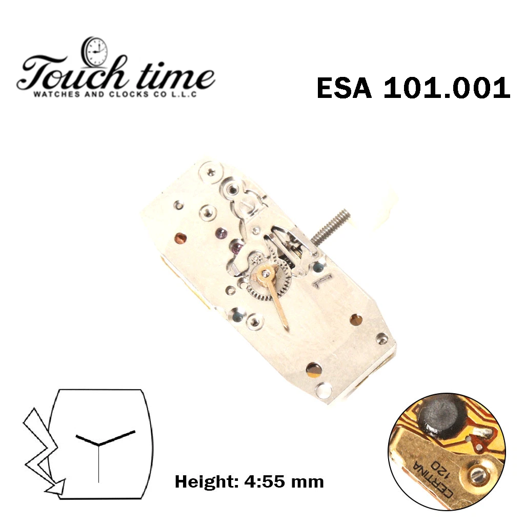 ESA 101.001 - CERTINA 120 حركة كوارتز سويسرية - الارتفاع: 4.55mm - 3 عقارب - Without قرص thumbnail 2