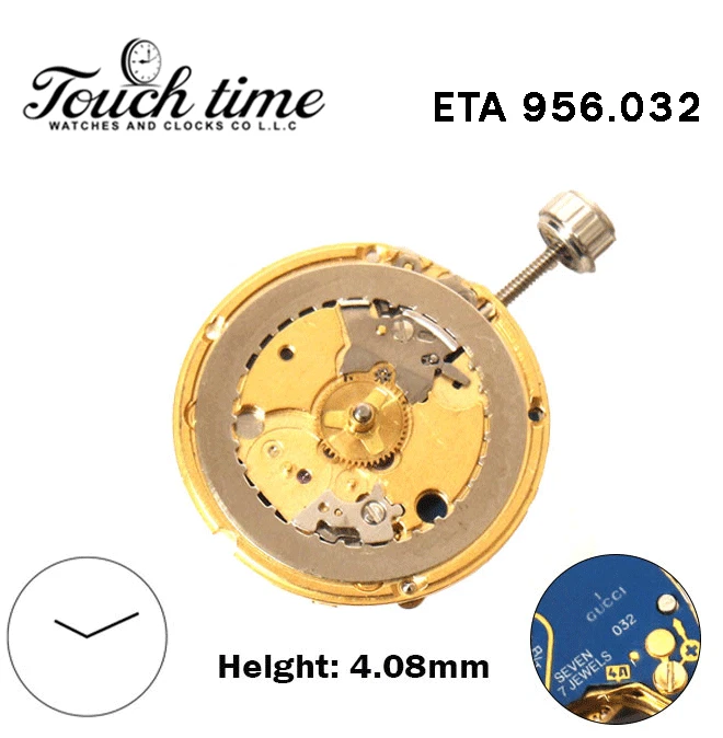 ETA 956.032 -GUCCI-1-Swiss Quartz Movement-H:4.08mm-Without Disk -2 Hands. thumbnail 2