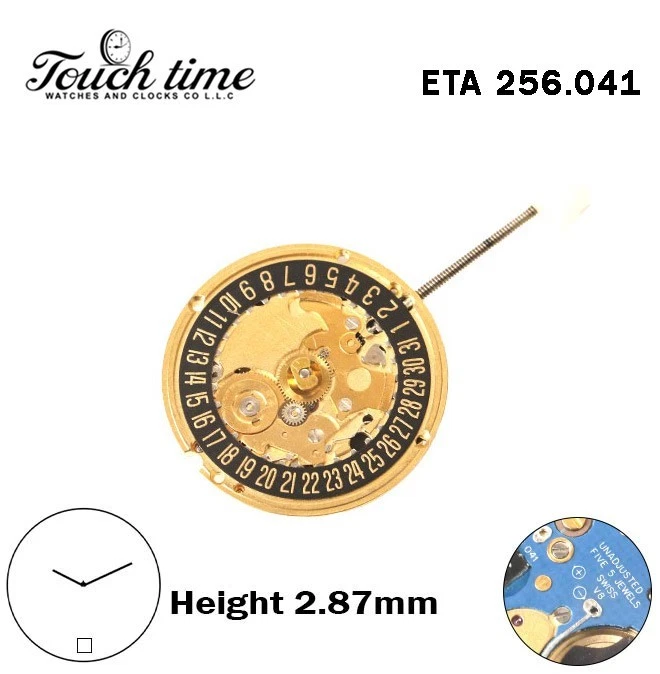 ETA 256.041-Quartz Movement-Blue Circuit-Black Disk At 6-Height:2.87mm-2 Hands. thumbnail 2