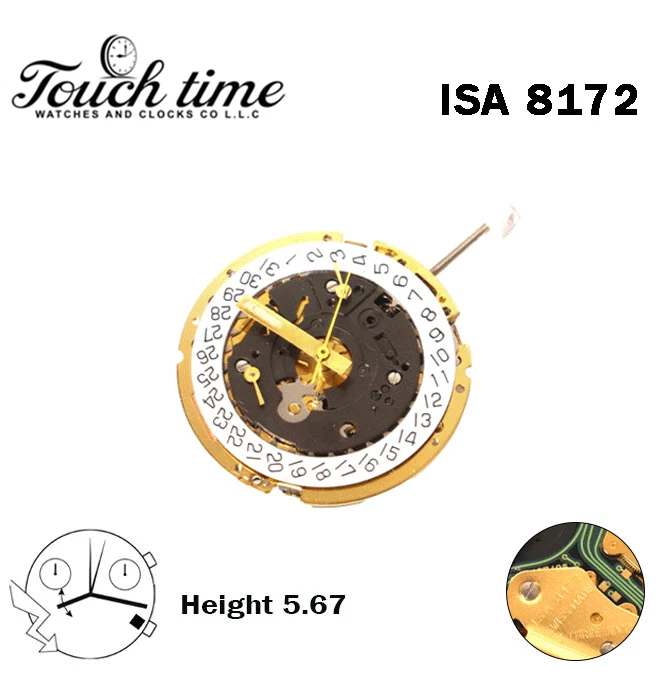 ISA 8172 Swiss Quartz Movement,Height:5.67mm,White Disk At:4 Horizontal. thumbnail 2