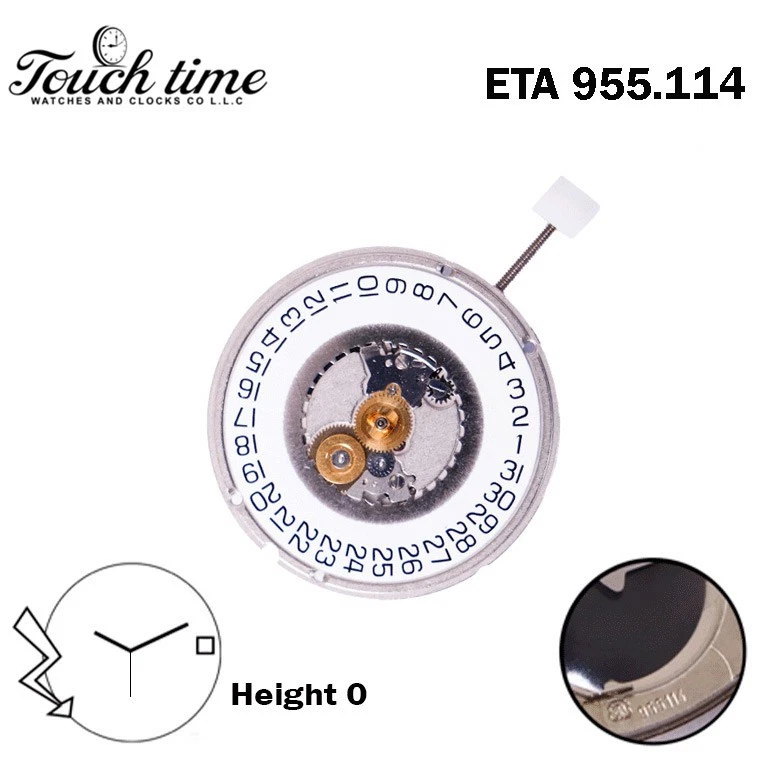 ETA 955.114 Swiss Movement- silver color-White Date Disk At 3-3 Hands-H:9.02mm. thumbnail 2