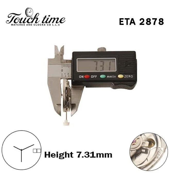 ETA 2878-Swiss Quartz Movement-White Date& Day Disk At 3-Height:7.21mm-3 Hands thumbnail 3