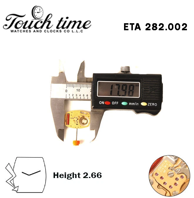ETA 282.002 -Swiss Made Movement-Without Disk -2 Hands-With Stem-H:2.66mm. thumbnail 4