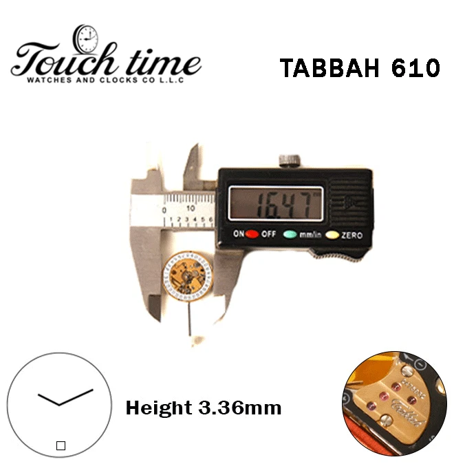 TABBAH 610 Swiss Movement-H:3.36mm-White Disk At 6-2 Hands-Without Hour Wheel thumbnail 4