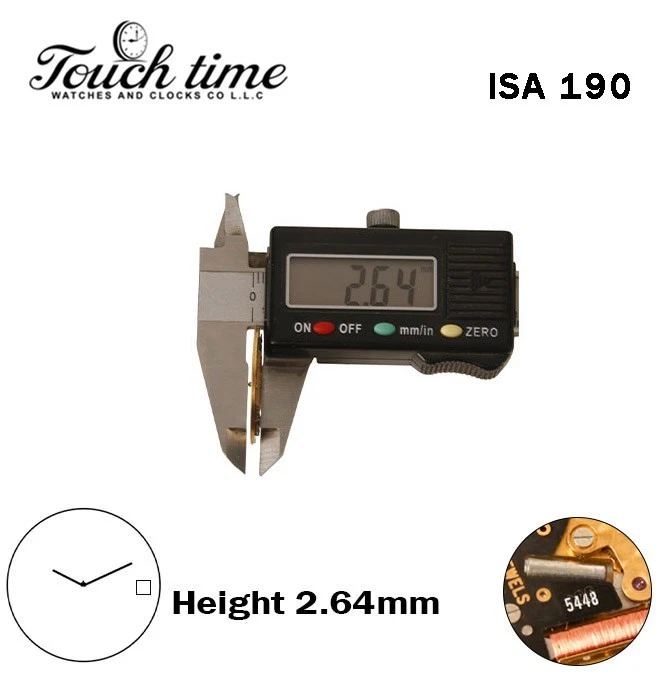 ISA 190 حركة كوارتز سويسرية - H: 2.64mm - أبيض قرص عند 3-2 عقارب - Without Stem. thumbnail 3